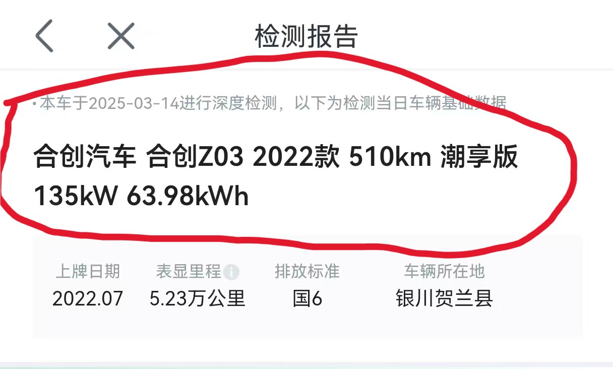 消费者委托的第三方平台出具的检测报告显示车型又不同。消费者供图